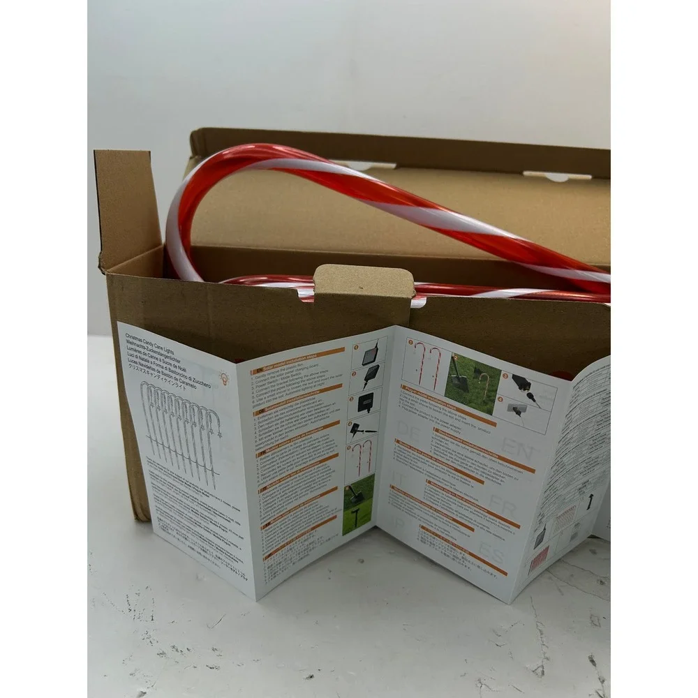 Generic Solar Candy Cane Pathway Lights Outdoor 10 Pack Red White